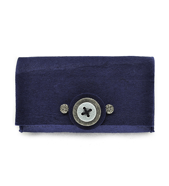 Handbag Felt button (do-it-yourself kit) - Blue